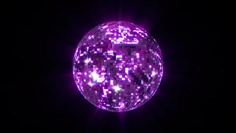 Bright pink disco ball spins reflects lights dance event. 3D 4K Disco Mirror Stock Footage 333901771