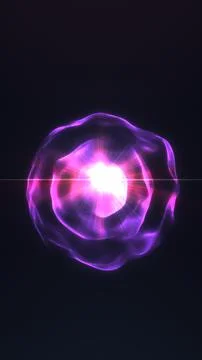 Bright pink energy orb with translucent outer waves and lens flare on a dar.. Stock Illustration
