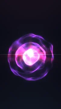 Bright pink energy orb with translucent outer waves and lens flare on a dar.. Stock Illustration