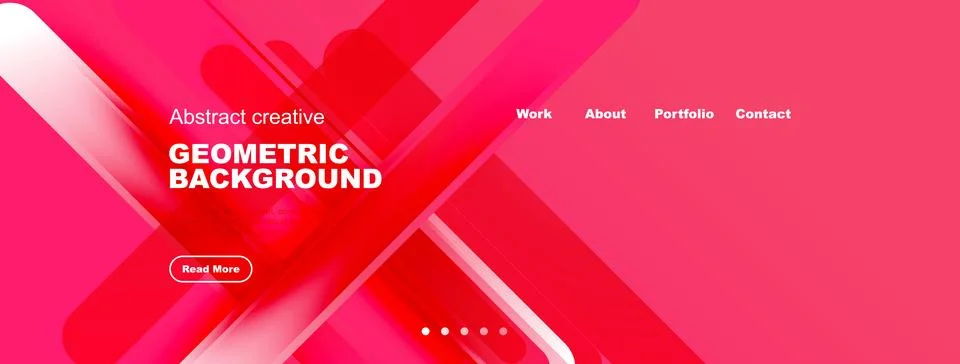 Bright pink geometric background features text, navigation options, plus dots 库存插图