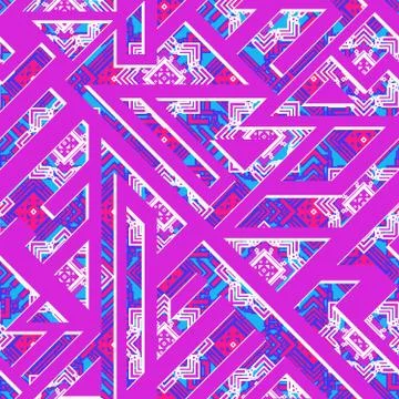 Bright pink geometric seamless pattern Stock Illustration