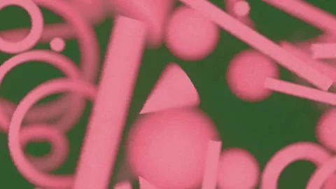 Bright pink geometric shapes fall smoothly. 3d rendering 4K Stock Footage 305445308