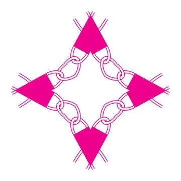 Bright Pink Geometric Star Shape Formed By Interlocking Chain Links And Tria Stock Illustration