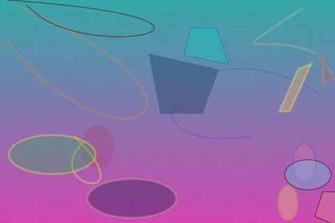 Bright pink gradient accompanied by floating rings and cutout shapes Stockillustratie