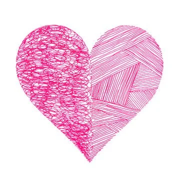 Bright pink heart with abstract pattern on white background Stock Illustration