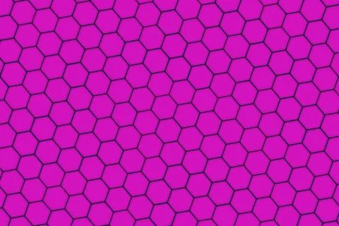 Bright pink hexagon pattern with black outlines Stock Illustration