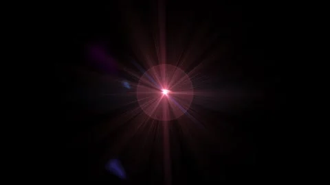 Bright Pink Light Burst in Dark Night Sky with Lens Flare Effect Stock Footage 345420599