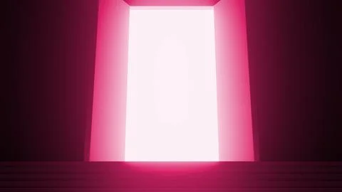 Bright pink light shining through doorway in dark room Stock Illustration
