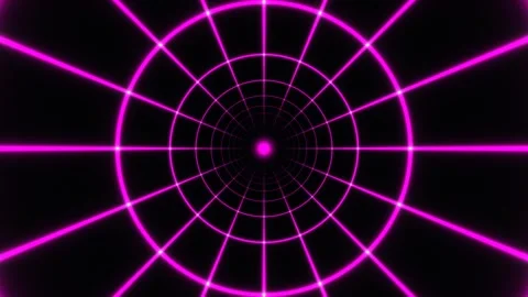Bright pink lines create a geometric pattern on a black Stock Footage 338009474