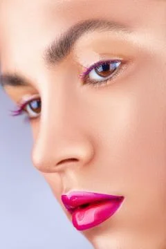 Bright pink lips Stock Photos