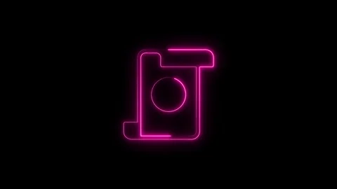Bright pink neon scroll shape glowing against dark backdrop for creative pr.. Stock Footage 314542564