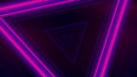 Bright pink neon triangular stripes of light. 3d rendering loop animation 4K Stock Footage 265060225