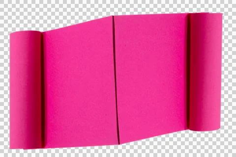 Bright pink paper scroll with two rolled ends and a vertical center Stock-Fotos
