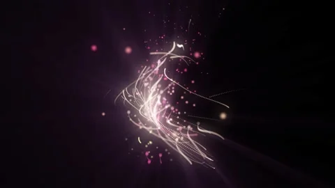 A Bright pink particles dance around orb of light on black background Stock Footage 155304454