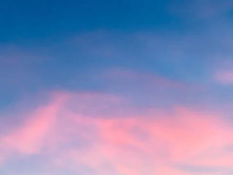 Bright Pink Pastel Clouds over Blue Dusk Sky Image Jakarta Indonesia Stock Photos