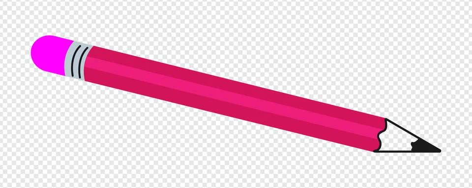 Bright pink pencil with sharp point. Stock Illustration