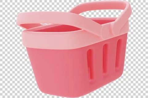 Bright pink plastic basket with two handles Stock Illustration