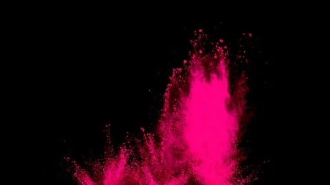 Bright pink powder explosion in slow motion with acceleration in the beginning. Vidéo 122446483