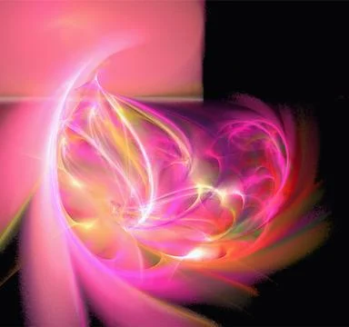 Bright pink-red abstract pattern on black, color digital graphics Stock Illustration