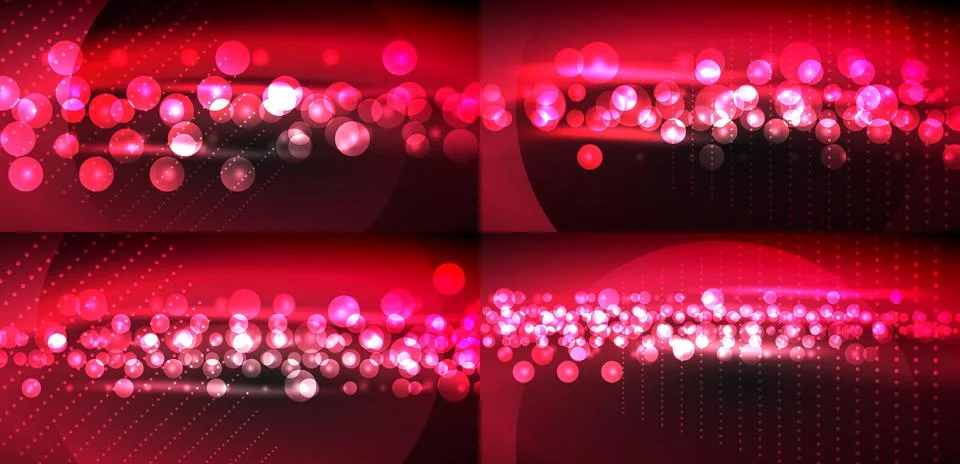Bright pink, red bubbles float over dark backgrounds. Patterns suggest move.. イラスト素材