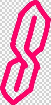 Bright pink S shape is floating on transparent canvas with hexagon outlines in 스톡 일러스트