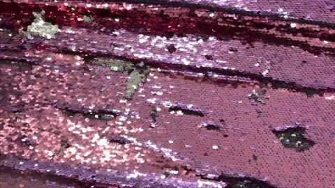 Bright pink sequins texture fabric, holiday background. Stock Footage 346741521