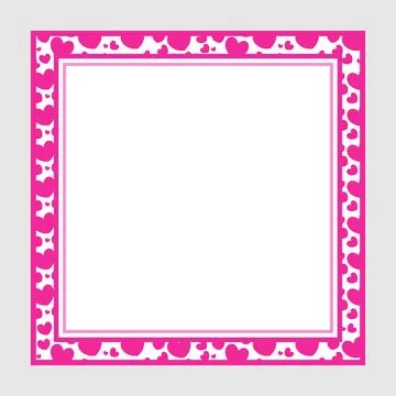 A Bright Pink Square Frame Border with Delicate Butterfly and Floral Orname.. Stock Illustration