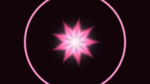 Bright pink star shape on dark background with glowing Stock Footage 340623596