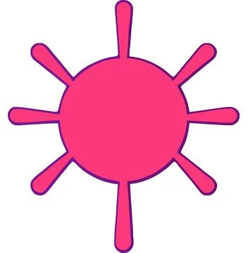 Bright Pink Sun Shape with Rays Stock Illustration