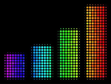 Bright Pixel Bar Chart Icon Stock Illustration