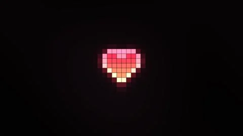 Bright pixel heart glowing in dark background Stock Footage 338328357