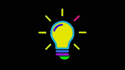 Bright pixel light bulb, idea. Old vintage retro video Stock Footage 103335313