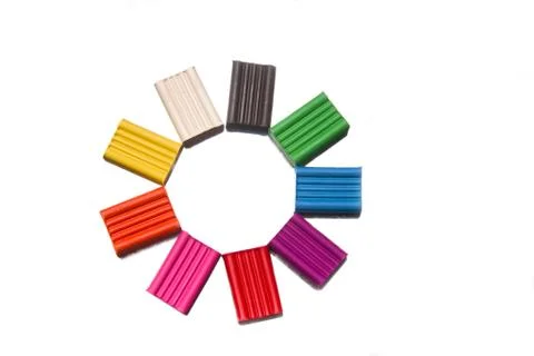 Bright plasticines bars on a white background Stock Photos