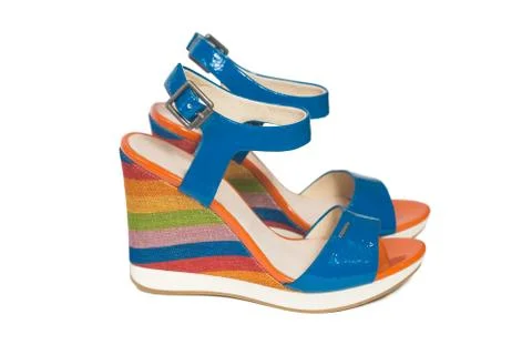 Bright platform sandals Stock Photos