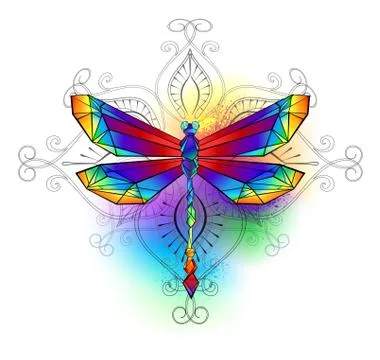 Bright polygonal dragonfly Illustrazione stock