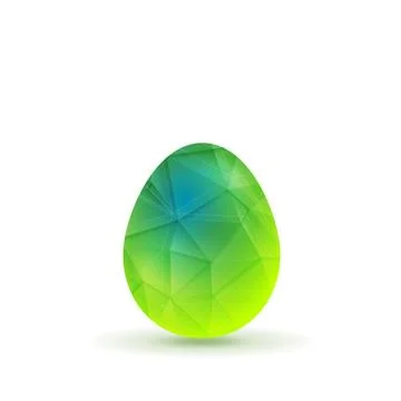 Bright polygonal Easter egg background Bright blue and green polygonal egg... 写真素材