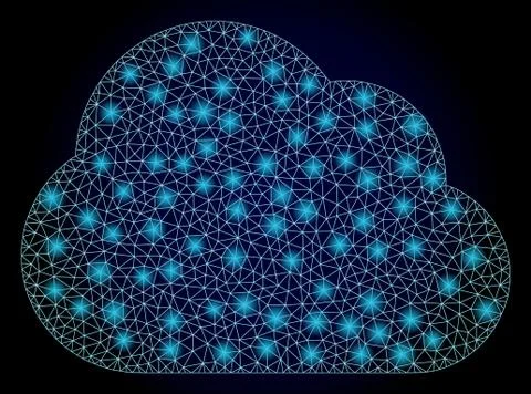 Bright Polygonal Mesh Cloud with Light Spots イラスト素材