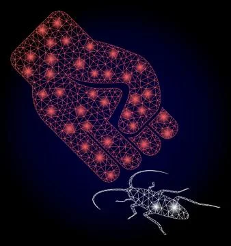 Bright Polygonal Mesh Cockroach Punch with Light Spots 스톡 일러스트