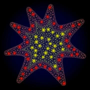 Bright Polygonal Mesh Exploding Boom with Light Spots Stock Illustration