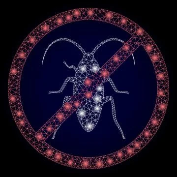 Bright Polygonal Mesh Forbidden Cockroach with Lightspots Illustrazione stock