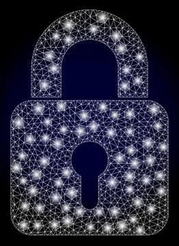 Bright Polygonal Mesh Lock with Glare Spots Stock Illustration