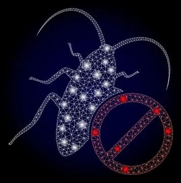Bright Polygonal Mesh No Cockroach with Lightspots 스톡 일러스트
