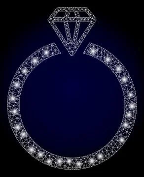 Bright Polygonal Net Diamond Ring with Light Spots Illustrazione stock