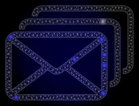 Bright Polygonal Net Mail Queue with Lightspots Stock Illustration