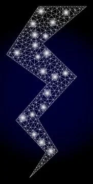 Bright Polygonal Net Thunder Crack with Lightspots Stock Illustration