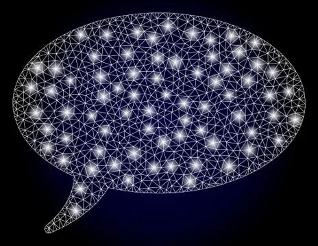 Bright Polygonal Network Message Cloud with Light Spots イラスト素材