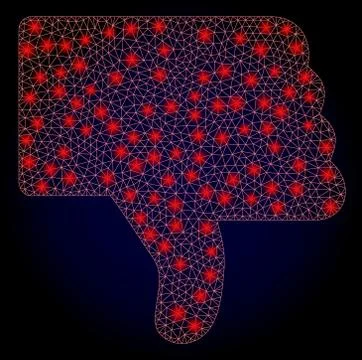 Bright Polygonal Network Thumb Down with Lightspots Illustrazione stock
