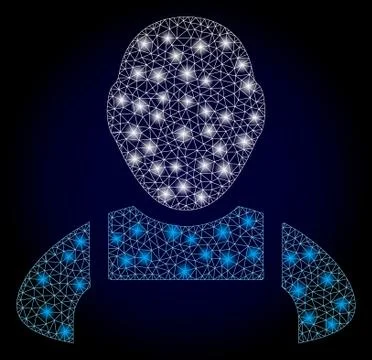 Bright Polygonal Network Worker with Lightspots Illustrazione stock