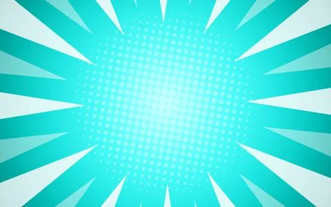 Bright pop art comic sunburst effect background with halftones. Stock Illustration