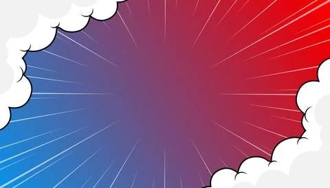 Bright pop art comic sunset background with halftone colors and cute clouds.. Stock Illustration